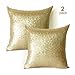 AMAZLINEN Sequin Pillow Covers 18x18 Inch-2 Pack Square Gold Sequin Pillow case,Glitter Decorative Throw Pillow Cases with Hidden Zipper & Luxury Satin Back Side