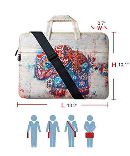 Laptop Case 13.3, HESTECH Laptop Shoulder Bag Computer Case Compatible for 12.9-13.3 MacBook Air/Pro | Surface Book | Dell HP ASUS Acer Chromebook Notebook (Elephant) - Thumbnail 4