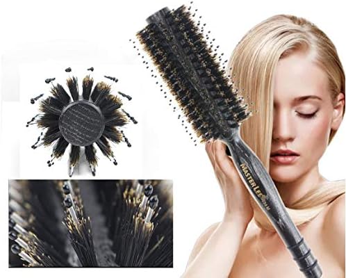 SHUFEI Natural Boar Bristles Hair Brush Pairs Round Curling Combs (Diameter 1.6 Inch-1.9 Inch) For Short To Long Hair,M