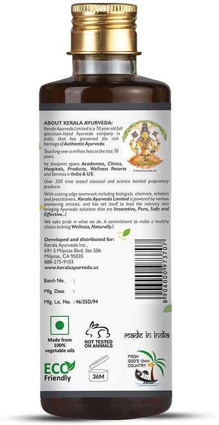 Kerala Ayurveda Bala Thailam - Ayurvedic Daily Massage Rejuvenative Oil for Body - Strengthens & Tones Muscles & Balances Vata, 6.8 Fl Oz: Health & Personal Care