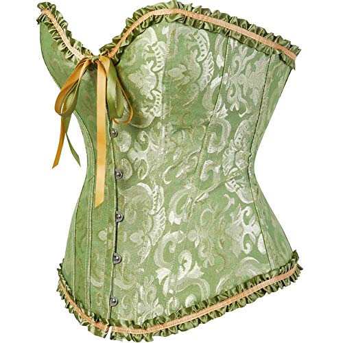 women's lacing corset top satin floral boned overbust body shaper bustier