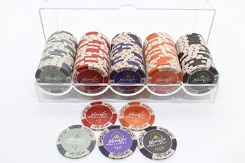 【クリックで詳細表示】H＆A ポーカーチップ 本格カジノ ゲーム用 5種類 100枚セット 専用ケース付き P01