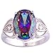 YAZILIND Rainbow Topaz Silver Plated Crystal Anniversary Ring Engagement Jewelry For Women