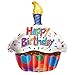 Kaleidoscope Happy Birthday Cupcake Foil Mylar Balloon , 18