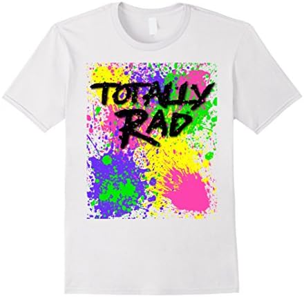 Mens Totally Rad 80s Paint Slash Throwback T-Shirt XL White
