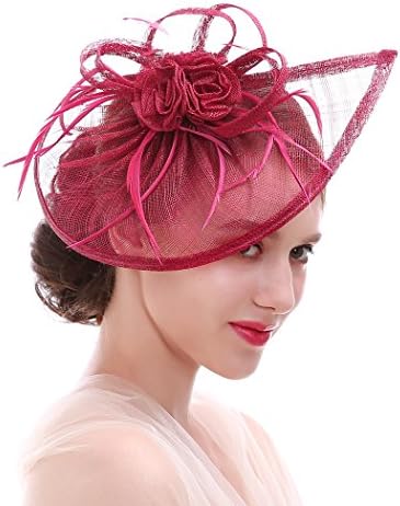 HNBQMX Sinamay Fascinator Hat Cocktail Headwear for Bridal Headpiece with Veil