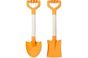 QINGLER 20” Long Sand Beach Shovels for Kids Heavy Duty Plastic Summer Sand Scoops Spades Toy Sandbox Garden Snow Digging Play Gift Set Party Bundle 2 Pack Orange