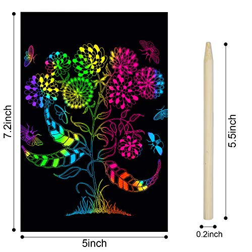 AUUGUU Halloween Scratch Art Craft Kit 50 Scratchboard Pieces + 5