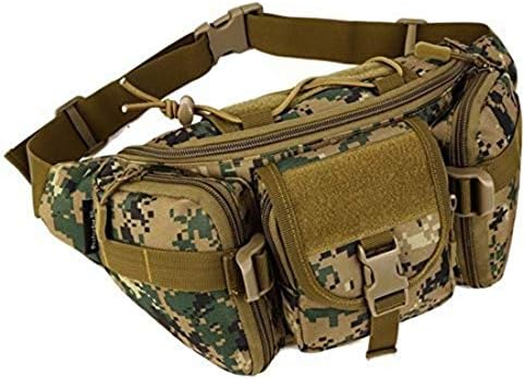Saiyam Nylon Tactical Military Waist and Chest Hip Belt Bag (Green Digital, 6.7x11x1.96-inch)