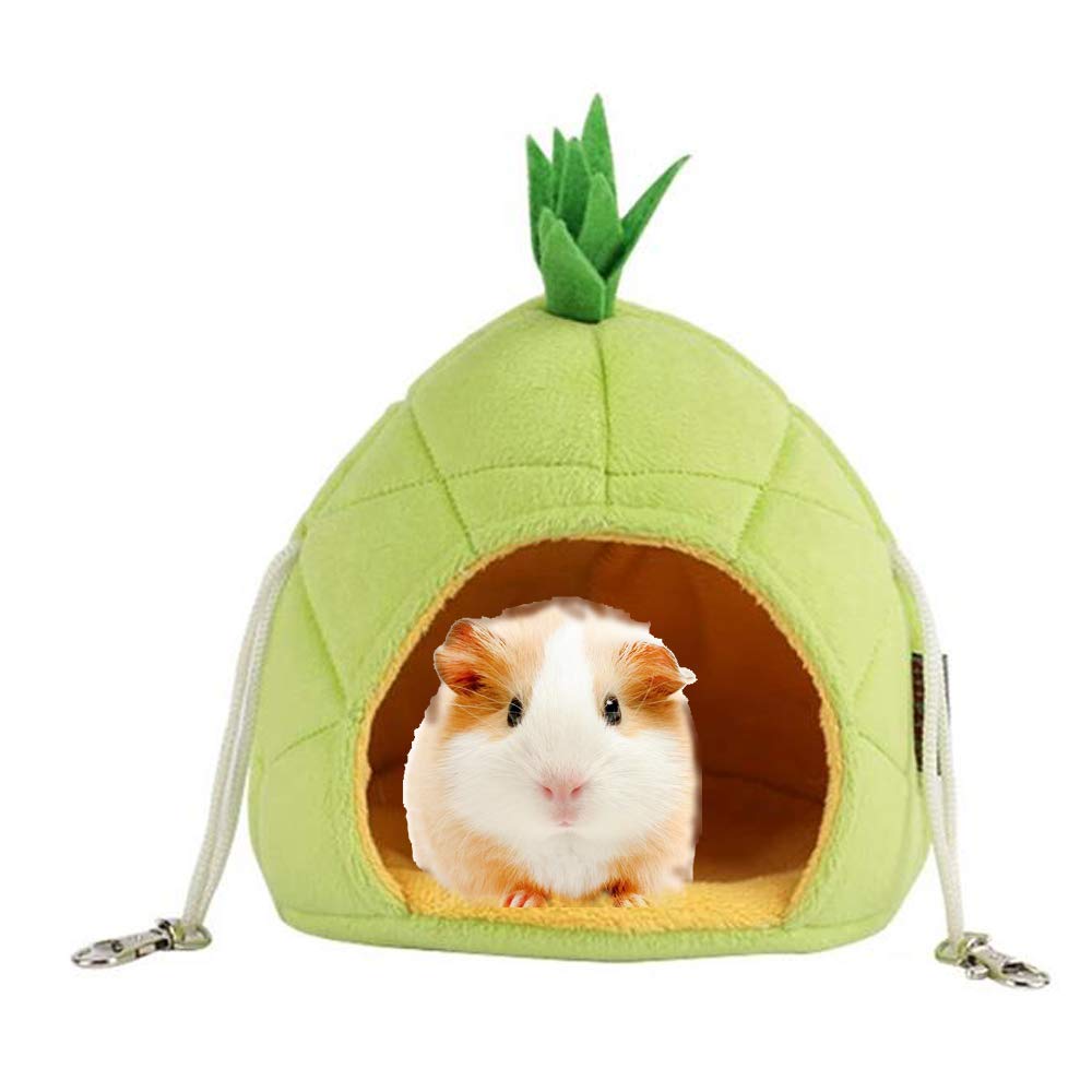 Famhome Banana Hamster Bed, House Hammock Small Animal Bed House Cage Nest Hamster Accessories (Pineapple-Green)