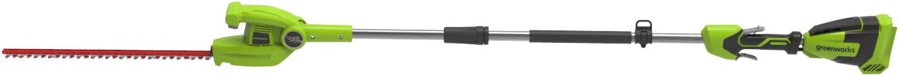 Greenworks G40PHA Cordless Pole Hedge Trimmer with Split Shaft, 51cm Dual Action Blades, Cuts up to 18mm Thick Branches