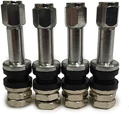 Chrome Valve Stems and Caps Metal Bolt-In Style Set of Four