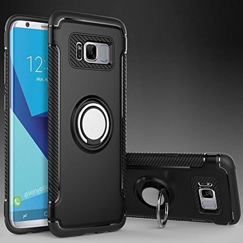 Galaxy S8 Plus Magnetic Car Phone Stand Case,CJW 2 in 1 Shockproof 360 Degree Rotating Ring Stand with Rubber Case for Samsung Galaxy S8 Plus--Black