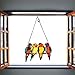 Bieye W10001 Tropical Birds Tiffany Style Stained Glass Window Panel with Chain, 14.5-inch Wide (4 Parrots)