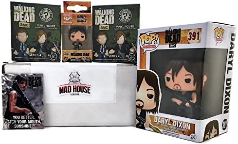 The Walking Dead Bundle by Mad House Central - Daryl Dixon Pop, Keychain, Magnet &amp; 2 TWD Mystery Mini’s