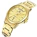 Tamlee Mens Gold Plated Analog Quartz Waterproof Stainless Steel Wrist Watch with Classic Design Calendar