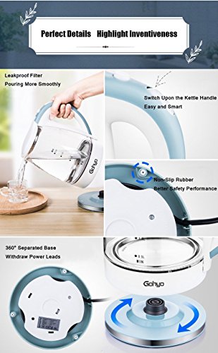 image for Gohyo Glass Electric Kettle 1.8 Liter BPA Free Fast Boiling Kettle 150