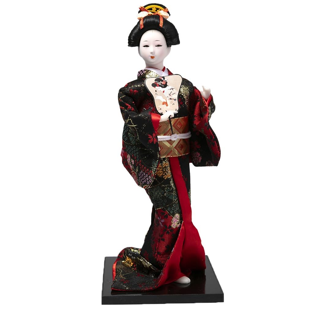 Lachineuse Japanese Doll in Kimono Red and Black