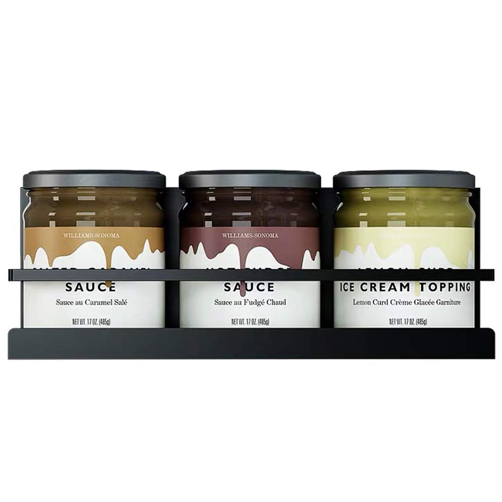 LUOOV Magnetic Spice Rack for Fridge, Wall Mounted Seasoning Organiser Rack Holder, Condiment Storage Unit, Black