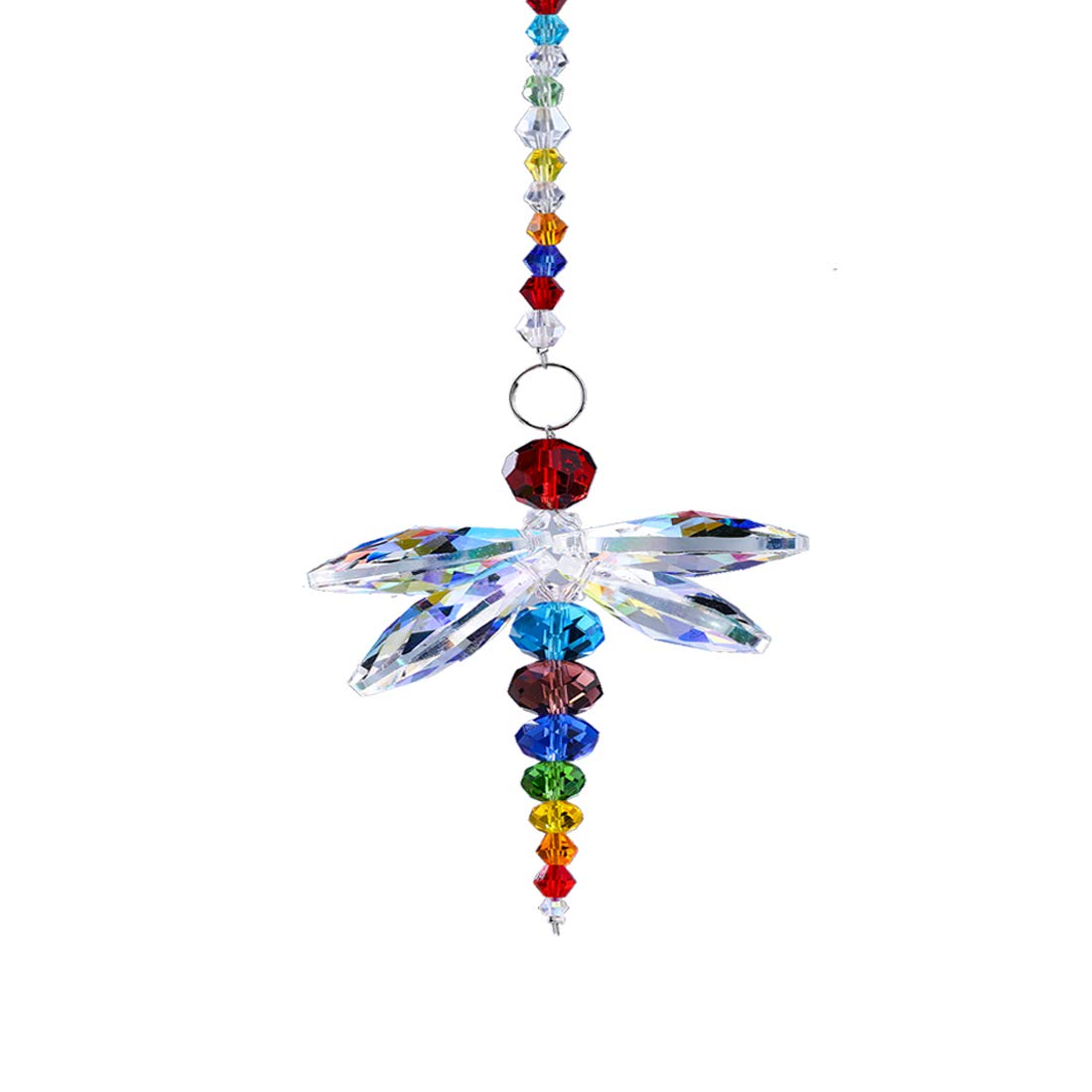 H&D HYALINE & DORA Crystal Dragonfly Rainbow Suncatcher Hanging Fengshui Chakra Beads Pendant Window Decor