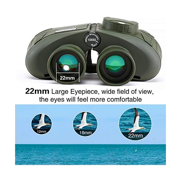 10X50 Marine Fernglas für Erwachsene, Wasserdichtes Fernglas mit Entfernungsmesserkompass BAK4 Prism FMC Objektiv für… – Bild 4