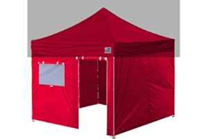 Eurmax USA Full Zippered Walls for 10 x 10 Easy Pop Up Canopy Tent,Enclosure Sidewall Kit with Roller Up Mesh Window and Door 4 Walls ONLY,NOT Including Frame and Top（Red）
