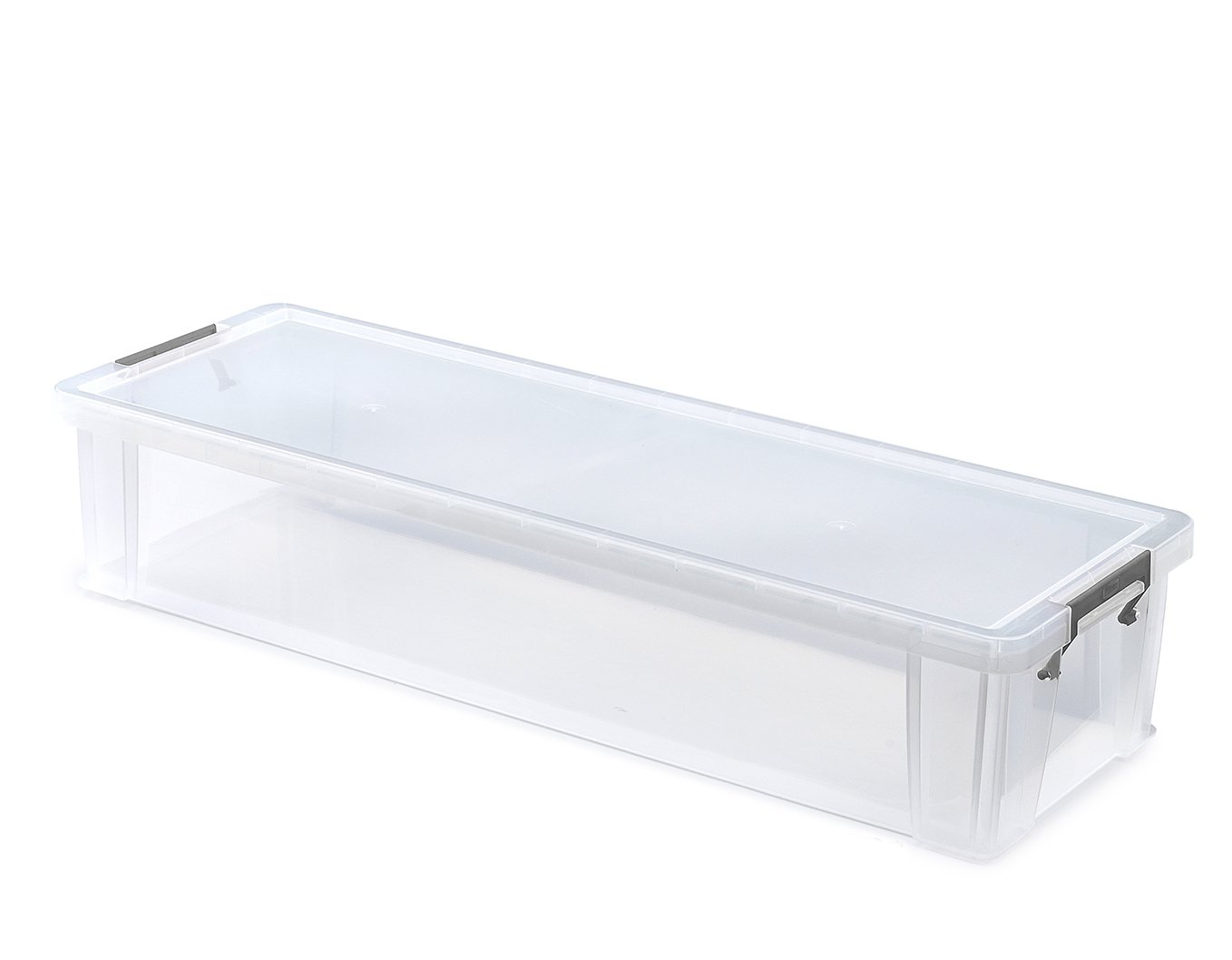Whitefurze Allstore Container with Silver Clamp, Plastic, Natural, 27 Litre