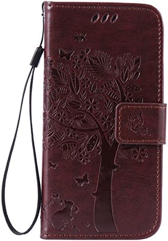 Gelusuk iPhone 6S Wallet Case,iPhone 6 Flip Case Leather-Embossed Tree Pattern PU Leather Flip Case [Stand][Card Holders] [Magnetic Closure] Full Cover Book Case for iPhone 6/6S 4.7",Brown
