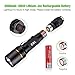 EBL Rechargeable Tactical Flashlight, IP68 Water Resistant, 1000 Lumens Cree LED Torch, Special Clip for Home, Outdoor, Emergency (2 x 18650 Batteries and USB Cable Inclued)