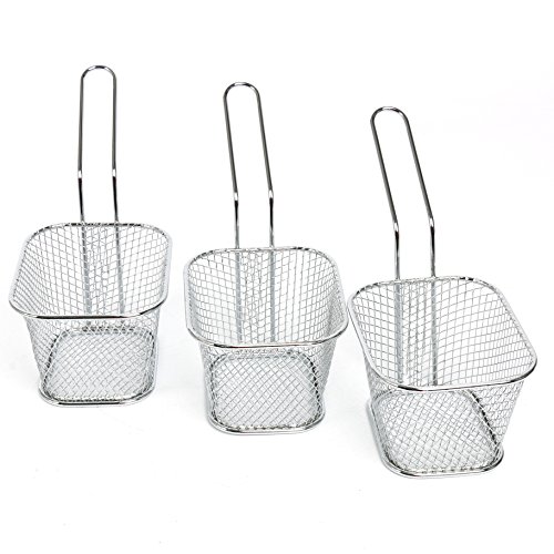 Yaekoo 8Pcs Mini Mesh Wire French Fry Chips Baskets Net Strainer Kitchen Cooking Tools - Thumbnail 4