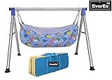EverEx™ folding stainless steel Indian style ghodiyu palna swing cradle for born baby with hammock. (Blue)