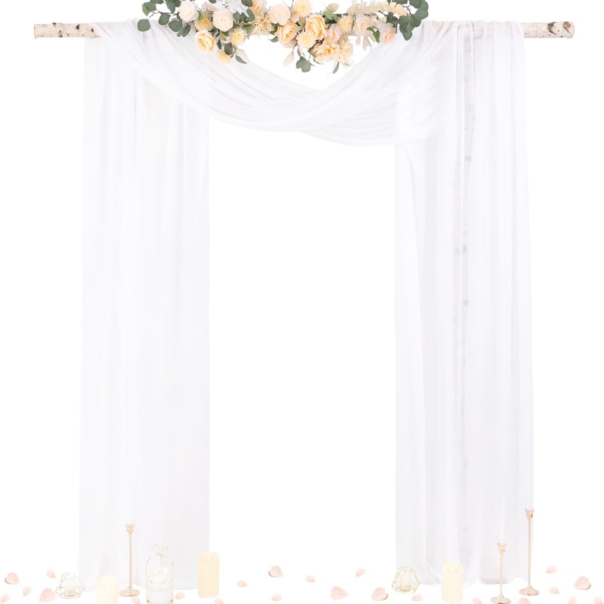 Socomi White Sheer Wedding Arch Draping Fabric 29" x 20Ft 4 Panels Outdoor Curtain Drapes Extra Long for Bridal Baby Shower Ceremony Birthday Party Decor Image Socomi White Sheer Wedding Arch Draping Fabric 29" x 20Ft 4 Panels Outdoor Curtain Drapes Extra Long for Bridal Baby Shower Ceremony Birthday Party Decor Image