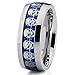 Dome Stainless Steel Ring Band with Blue Carbon Fiber and Skull Design