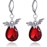 Gothic Earrings for Women Dangling Red Black Crystal Black Bat Earrings Vampire Earring Goth Vintage Bat Jewelry Halloween Costume Accessorie