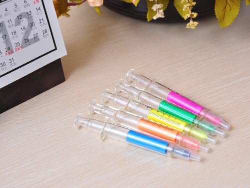 10x Colors Cartoon Syringe Highlighter Marker Pen Children Write Doodle Pens