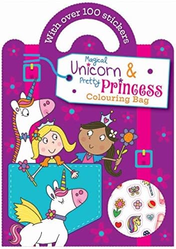 Bargain Gateway Children's 48 Page Carry Colouring Book - UNICORN & PRINCESS - With 100+ Stickers