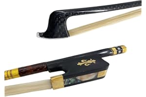 ModouString Braided Carbon Fiber Viola Bow 4/4 Ebony Frog with Natural Bow Hair Fleur de lis Inlay Well Balance Light