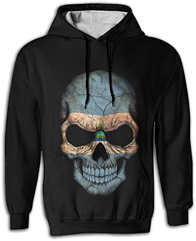 JUJIA SAD Dark Nicaraguan Flag Skull Men's 3D Print Hoodies Pullover Hoodies