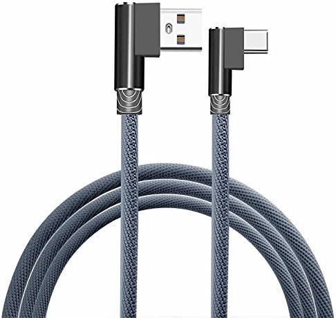 KAIBSEN Right Angle USB Type C Cable,(1M 2M 3M) Braided USB 2.0 A to 90 Degree USB-C Data Cable Charger Cord for Huawei P20/P20 Pro Mate 10 Samsung Galaxy S9/S8+, Note 8 LG V30 V20 G6 and More