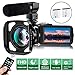 VideoSky Video Camera Camcorder with Microphone, FHD 1080P 36MP 30FPS IR Night Vision Vlogging Digital Cameras Webcam Recorder for YouTube with Wide Angle Lens,Remote,3.0 inch Touch Screen,Lens Hood