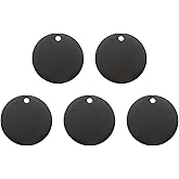 HARFINGTON 5 Pcs Round Blank Stamping Tag 36mm Stainless Steel Circle Polished Blanks Tag Pendants with Hole for Bracelet Crafts Labeling Making, Black
