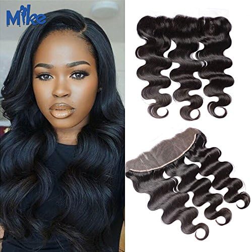 MikeHAIR 7A Raw Indian Hair Piece Top Lace Closure 13x4 Ear to Ear Lace Frontal Closure Body Wave 100% Human Hair (14 inch)