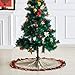 Christmas Tree Skirt 48 inch Red and Black Plaid Ruffle Edge Linen Burlap Large Xmas Tree Skirts for Holiday Party Christmas Decorations