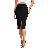 KIFOVEN Women's Bodycon Split Hem Elastic Waist Elegant Office Midi Skirt