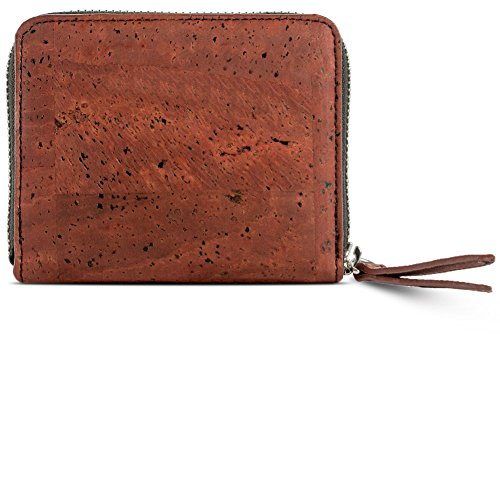 Corkor Small Wallet Women RFID Blocking Cards Coin Pocket Vegan Gift Cork Clutch Red Color