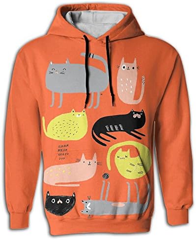 Adult's Pullover Hooded Sweatshirt With Pockets 3D All Over Print Cat Kitten Cartoon Design For Men Women