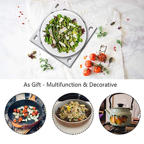 Square Cast Iron Trivet White Metal Trivets for Kitchen Dining, Hot Pot