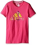 adidas Big Girls 30S Short Sleeve Tee Electric Adi Log, Shock Pink, Medium
