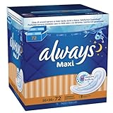 Always Maxi Overnight Pads Without Wings, 72 Count