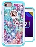 iPhone 7 Case, Nuomaofly [Creative] Studded Rhinestone Crystal Bling Hybrid Armor Defender Dual Layer Protective Case Cover for Apple iPhone 7 (Flower)